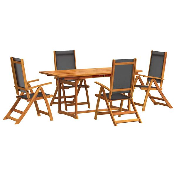 vidaXL Juego comedor de jard&iacute;n 7 pzas madera maciza acacia y textileno