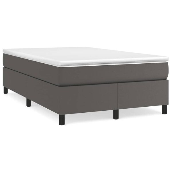 vidaXL Cama box spring con colch&oacute;n cuero sint&eacute;tico gris 120x190 cm