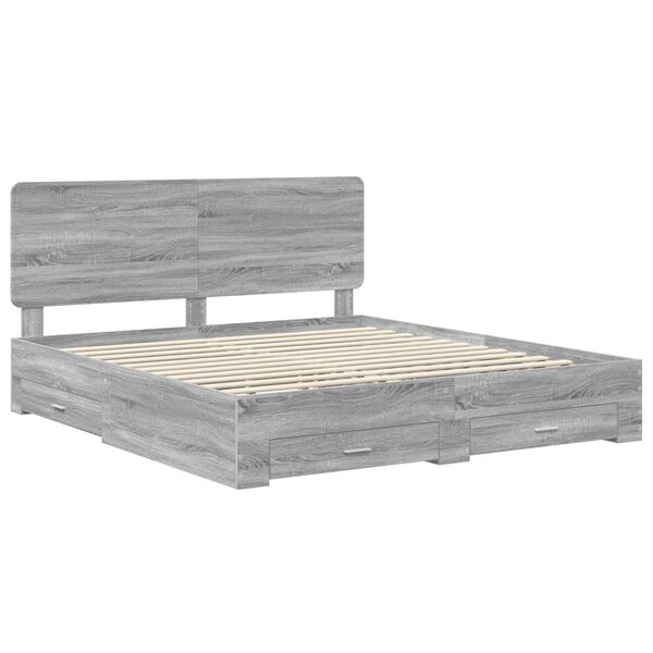 vidaXL Estructura de cama con cabecera Gris Sonoma 200 x 200 cm