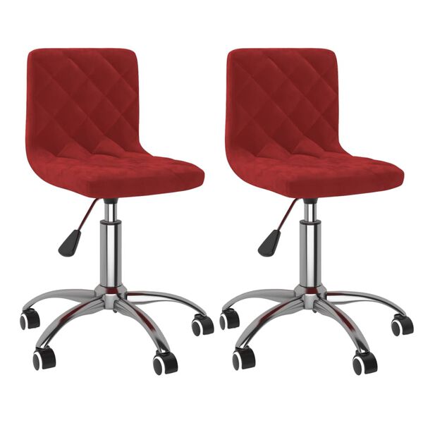 vidaXL Sillas de comedor giratorias 2 unidades terciopelo rojo tinto
