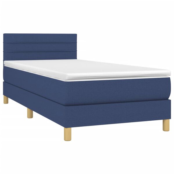 vidaXL Cama box spring con colch&oacute;n tela azul 100x200 cm