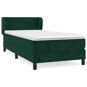 vidaXL Cama box spring con colch&oacute;n terciopelo verde oscuro 80x200 cm