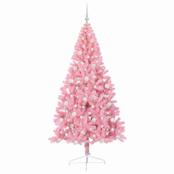 vidaXL &Aacute;rbol de Navidad Artificial Preiluminado Rosa 210 cm PVC