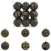 vidaXL Conjunto de bolas de Navidad XL 18 uds. Negro y dorado 8 cm