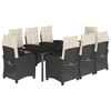 vidaXL Set de comedor de jard&iacute;n 9 pzas y cojines rat&aacute;n sint&eacute;tico negro