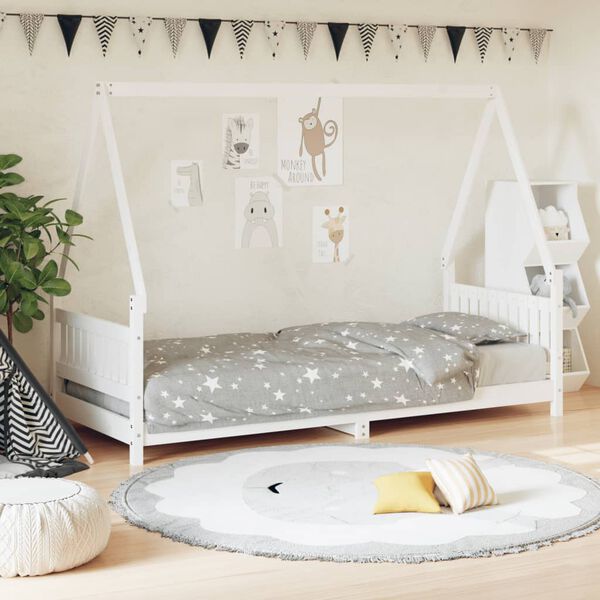 vidaXL Estructura de cama para ni&ntilde;os madera de pino blanco 80x200 cm
