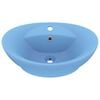 vidaXL Lavabo lujoso con rebosadero cerámica azul claro 58,5x39 cm