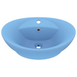vidaXL Lavabo lujoso con rebosadero cer&aacute;mica azul claro 58,5x39 cm