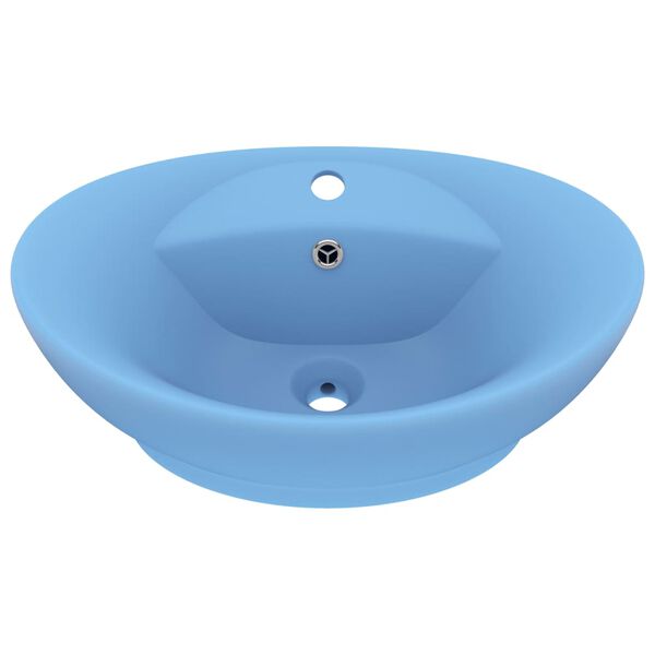 vidaXL Lavabo lujoso con rebosadero cerámica azul claro 58,5x39 cm