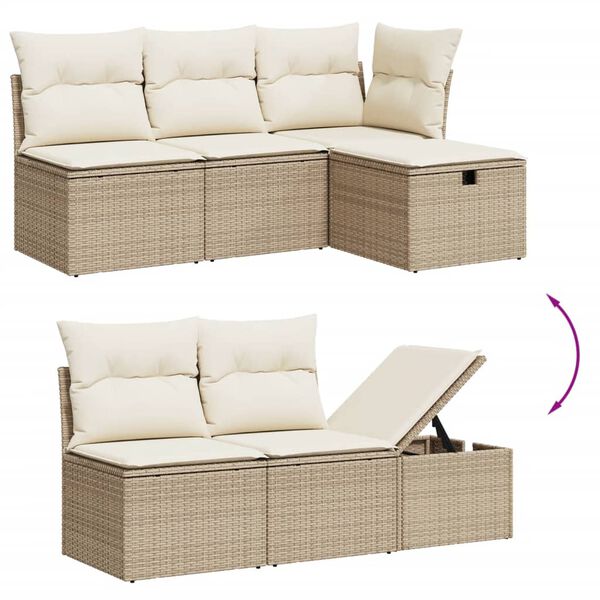 vidaXL Set sof&aacute;s de jard&iacute;n 7 piezas y cojines rat&aacute;n sint&eacute;tico beige