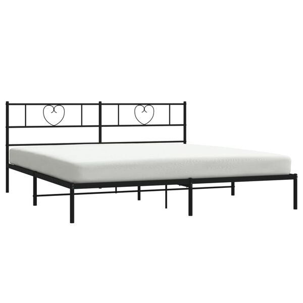 vidaXL Estructura cama sin colch&oacute;n con cabecero metal negro 200x200 cm