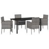 vidaXL Conjunto de Comedor de Jard&iacute;n 5 pcs Gris rat&aacute;n sint&eacute;tico
