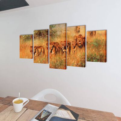 Set decorativo de lienzos para la pared modelo leones, 200 x 100 cm