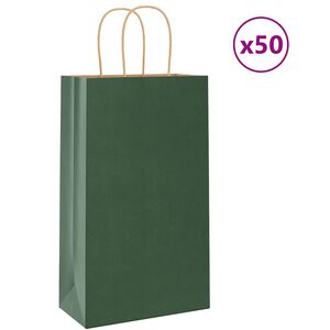vidaXL Bolsas de papel con asas 50 uds verde 21x11x36 cm