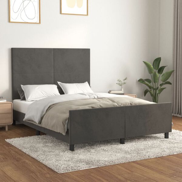 vidaXL Estructura de cama sin colch&oacute;n terciopelo gris oscuro 140x190cm