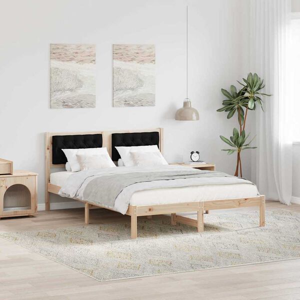vidaXL Estructura de cama Negro 140 x 190 cm Madera de pino macizo