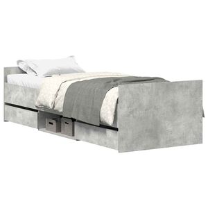 vidaXL Estructura de cama con cabecero piecero gris hormig&oacute;n 75x190 cm