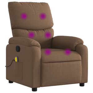 vidaXL Sill&oacute;n reclinable con masaje de tela marr&oacute;n