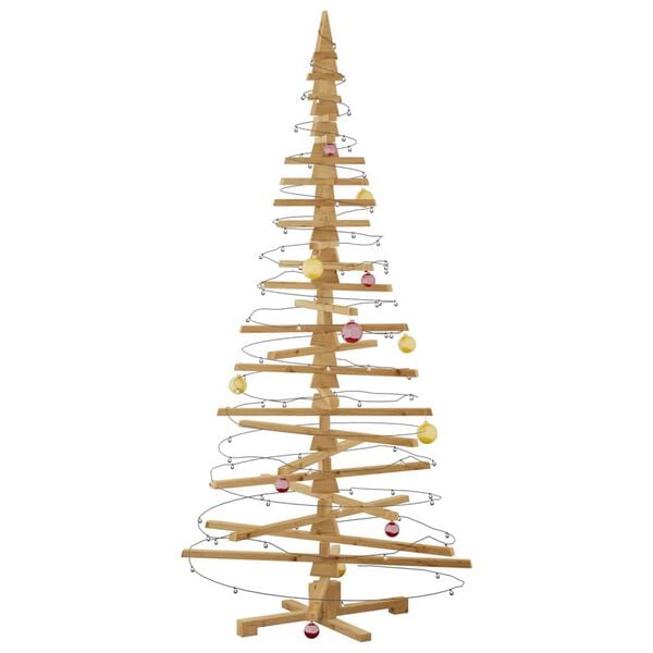 vidaXL Árbol de Navidad de madera Marrón 210 cm Madera maciza de pino