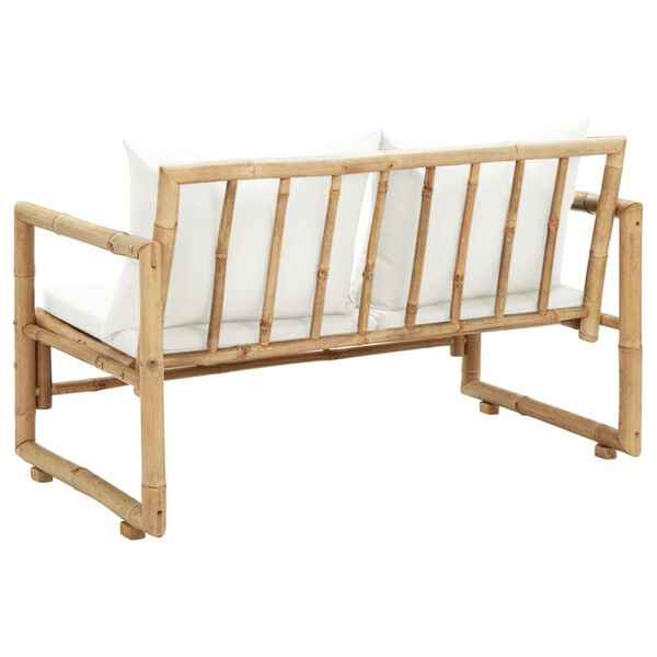 vidaXL Sofá de jardín 2 plazas con cojines bambú