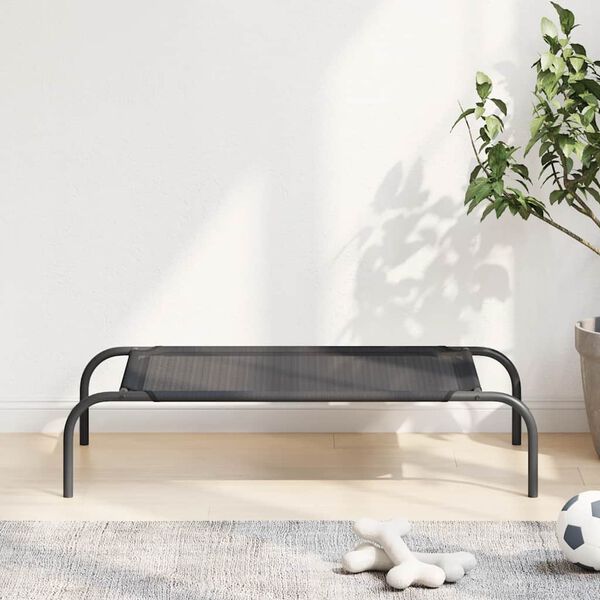 vidaXL Cama de perro elevada negra textilene S