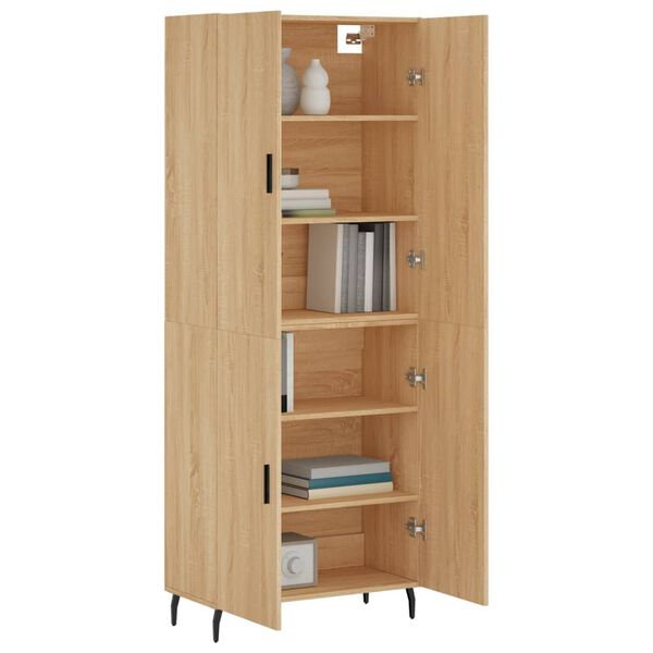vidaXL Aparador alto madera contrachapada color roble 69,5x34x180 cm