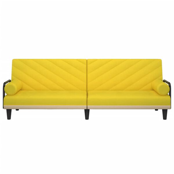 vidaXL Sof&aacute; cama con reposabrazos tela amarillo claro