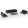 vidaXL Set sof&aacute;s de jard&iacute;n 8 pzas cojines rat&aacute;n sint&eacute;tico gris oscuro