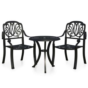 vidaXL Mesa y sillas de bistr&oacute; 3 piezas aluminio fundido negro