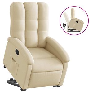 vidaXL Sill&oacute;n reclinable elevable de tela color crema