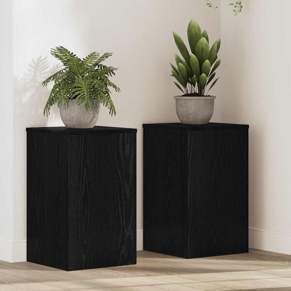 vidaXL Soporte de plantas 2 pcs Roble Negro 30 x 30 x 50 cm