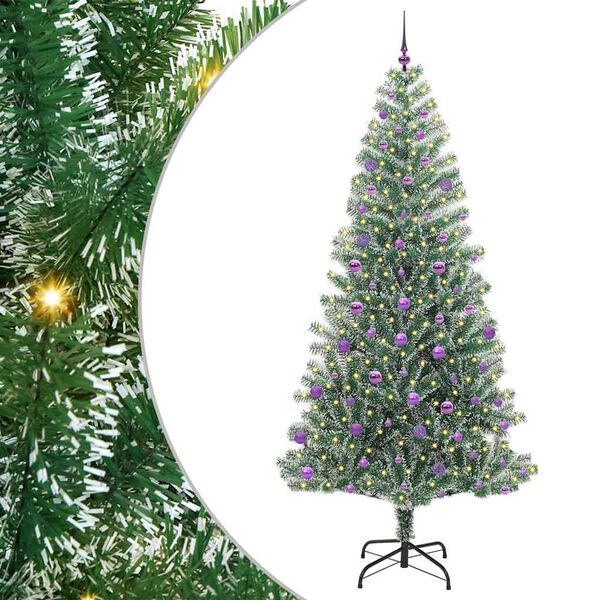 vidaXL &Aacute;rbol de Navidad Artificial Nevado con Luz LED Verde y 240 cm