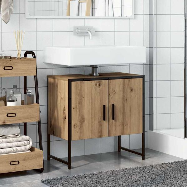 vidaXL Mueble de lavabo de ba&ntilde;o madera roble artisan 60x33x60 cm