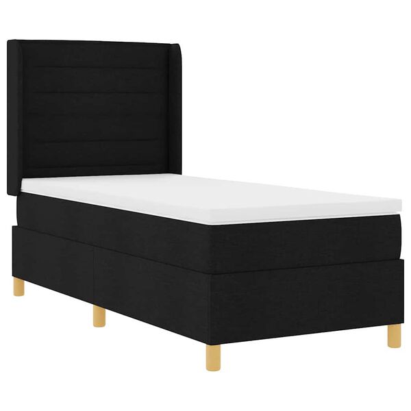 vidaXL Cama tipo Box Spring con colch&oacute;n Negro 80 x 200 cm tela