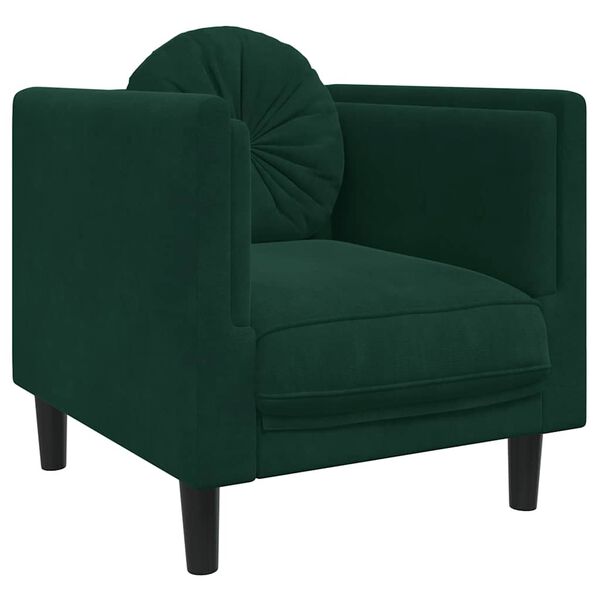 vidaXL Sill&oacute;n con coj&iacute;n terciopelo verde oscuro
