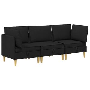 vidaXL Juego de sof&aacute; modular con almacenamiento 3 pcs Negro Tela