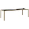 vidaXL Mesa de jard&iacute;n superficie de vidrio rat&aacute;n sint&eacute;tico beige