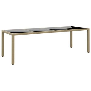 vidaXL Mesa de jard&iacute;n superficie de vidrio rat&aacute;n sint&eacute;tico beige