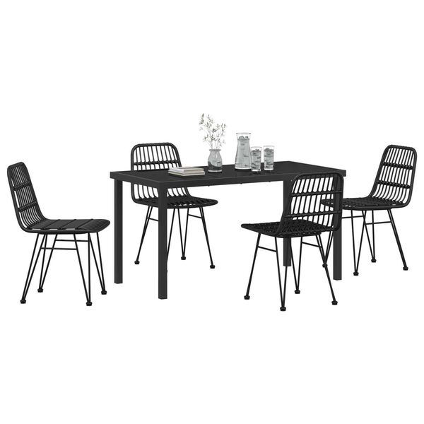 vidaXL Conjunto de Comedor de Jard&iacute;n 5 pcs Negro