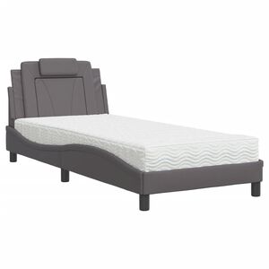 vidaXL Cama Viana con colch&oacute;n cuero sint&eacute;tico gris 90x200 cm