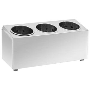 vidaXL Soporte para cubiertos 3 rejillas acero inoxidable rectangular