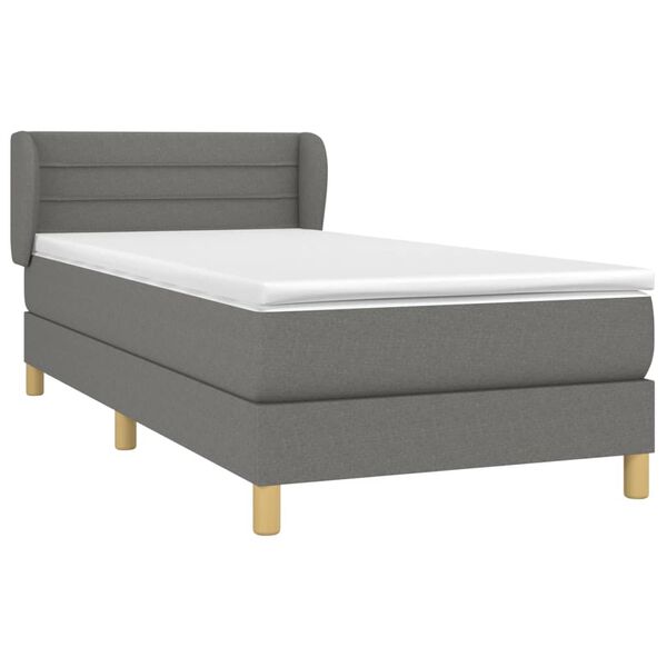 vidaXL Cama box spring con colch&oacute;n tela gris oscuro 100x200 cm