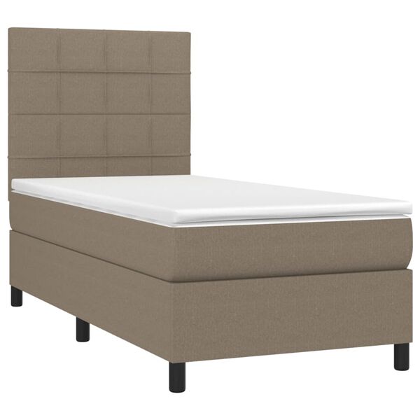 vidaXL Cama box spring con colch&oacute;n tela gris taupe 100x200 cm