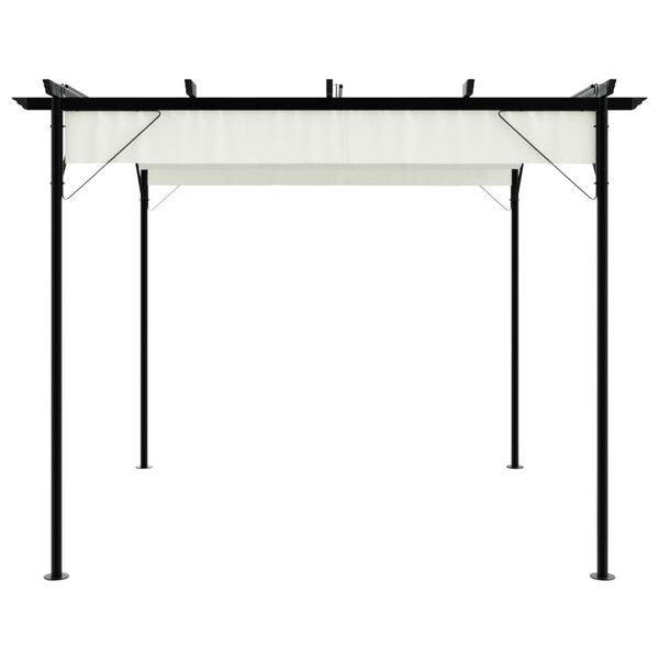 vidaXL Pérgola con tejado retráctil acero color blanco crema 3x3 m
