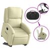 vidaXL Sill&oacute;n reclinable de masaje elevable cuero aut&eacute;ntico crema