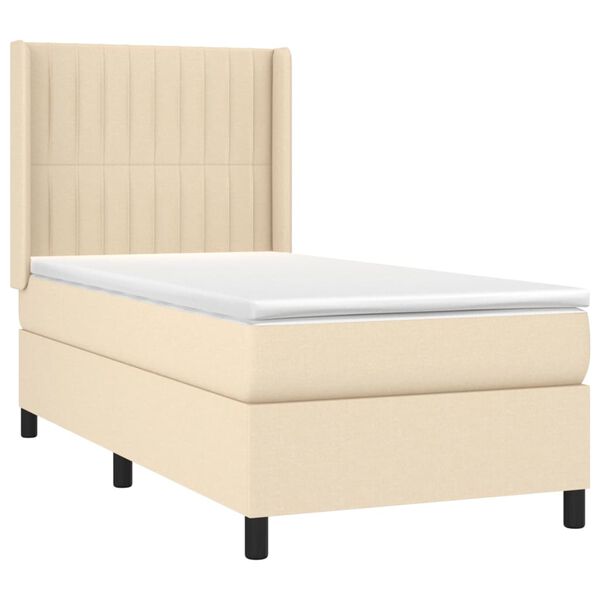 vidaXL Cama box spring con colch&oacute;n tela color crema 80x200 cm