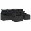 vidaXL Conjunto de sof&aacute; de jard&iacute;n 6 uds. Negro rat&aacute;n sint&eacute;tico