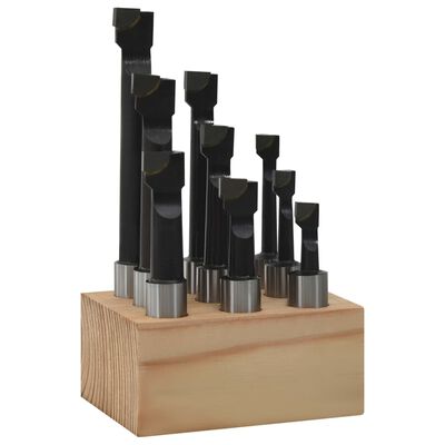 vidaXL Cortadoras de perforación 9 piezas 12 mm con base de madera