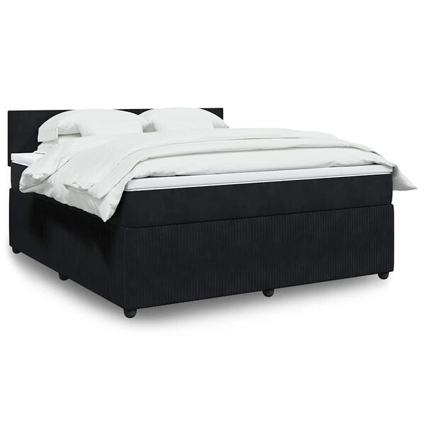 vidaXL Cama box spring con colch&oacute;n terciopelo negro 180x200 cm