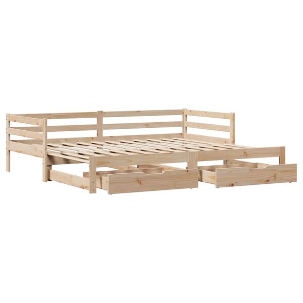 vidaXL Sofá cama con cajones madera maciza de pino 90x200 cm